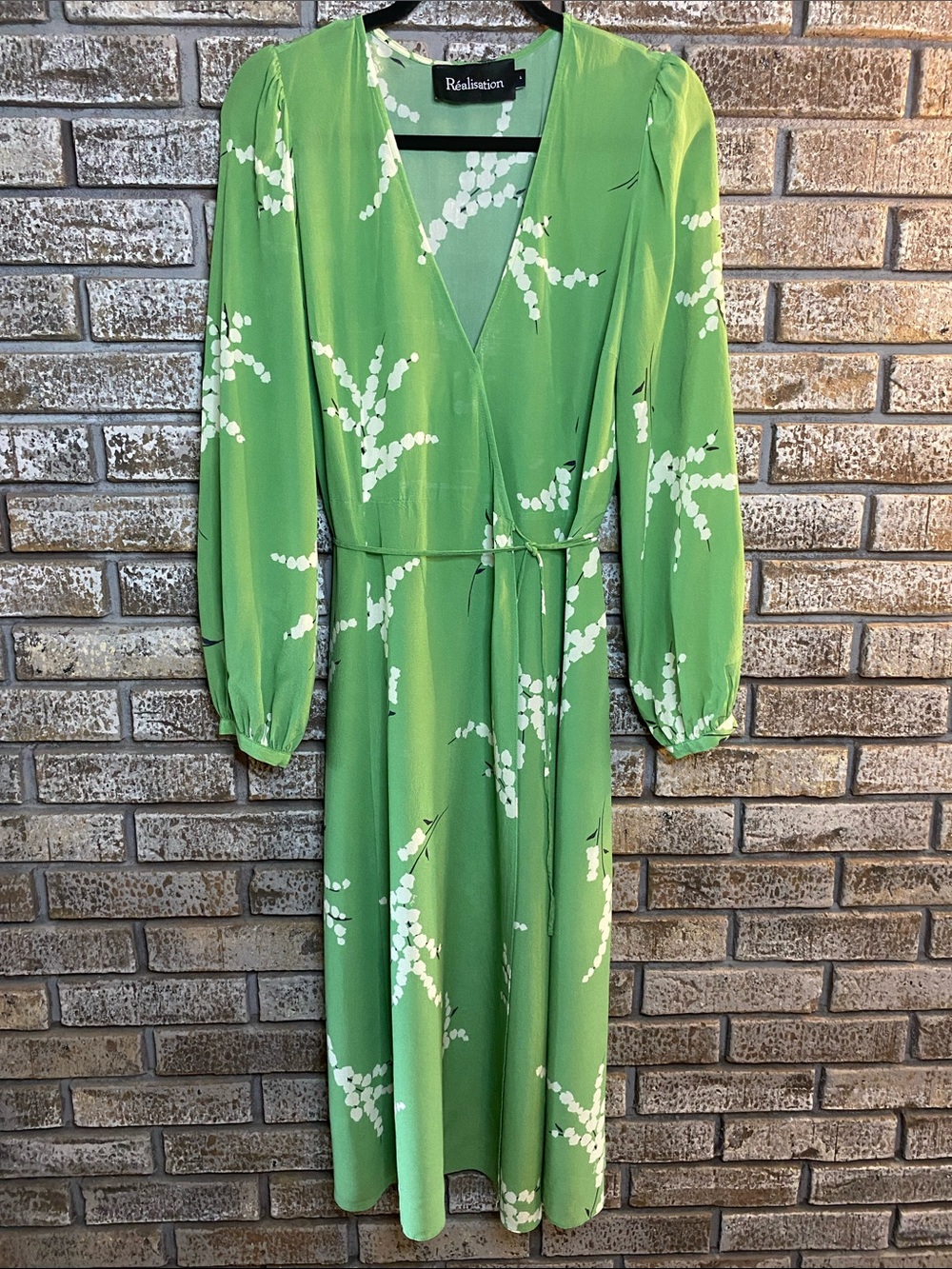 Realisation Par Violette Floral Silk Dress Wrap in Summer Loving Green